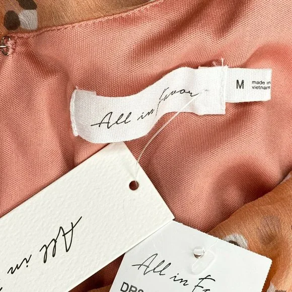 All in Favor Women's M Spaghetti Strap Ruched Front Dress Mauve Spots Dusty Pink - Picture 10 of 11